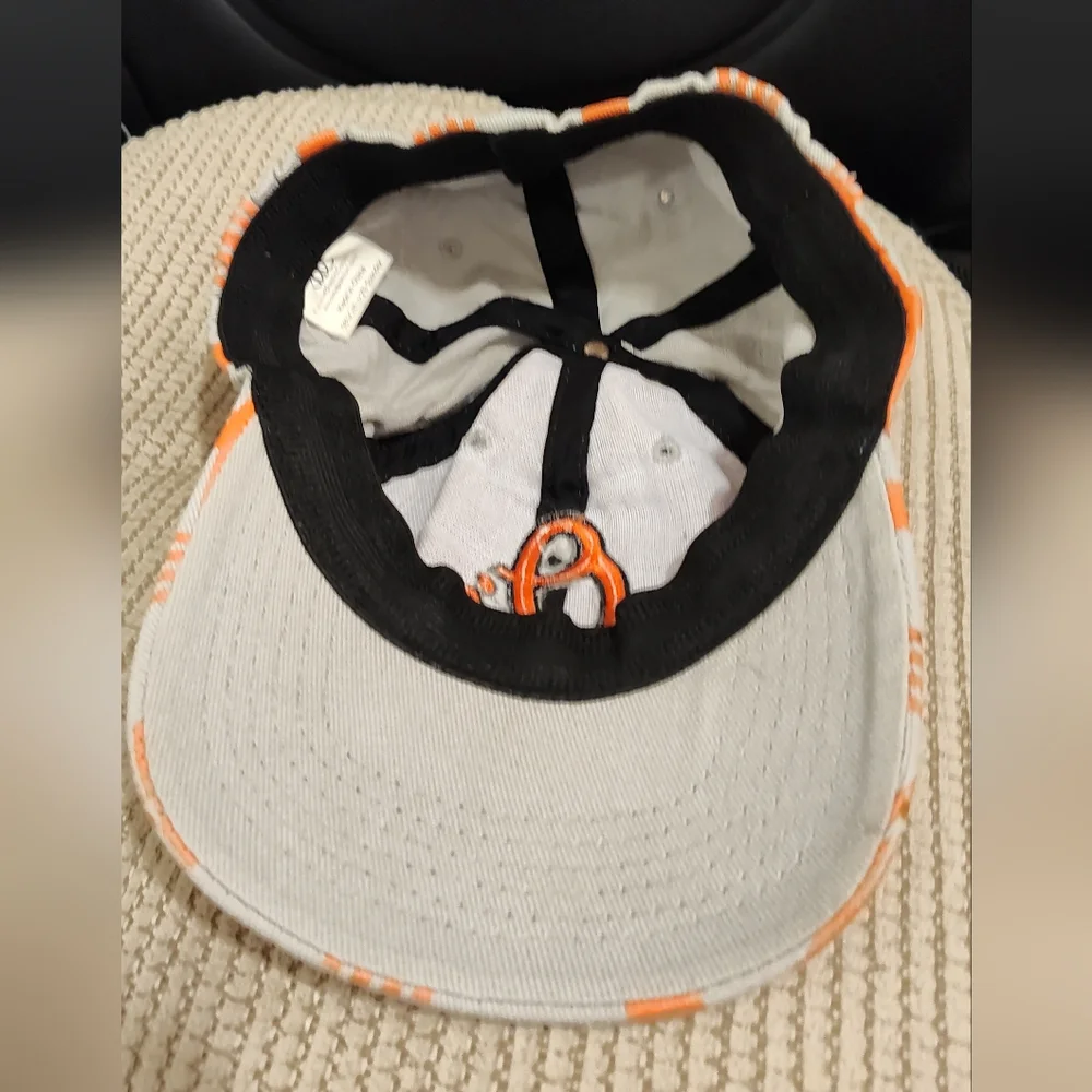 MLB Baltimore Oriole Baseball Cap, Orange and Grey Checkered Plaid Hat, OS - Picture 5 of 6
